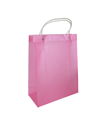 Pink Plastic Bag with Clear Handle - 16X23X10cm